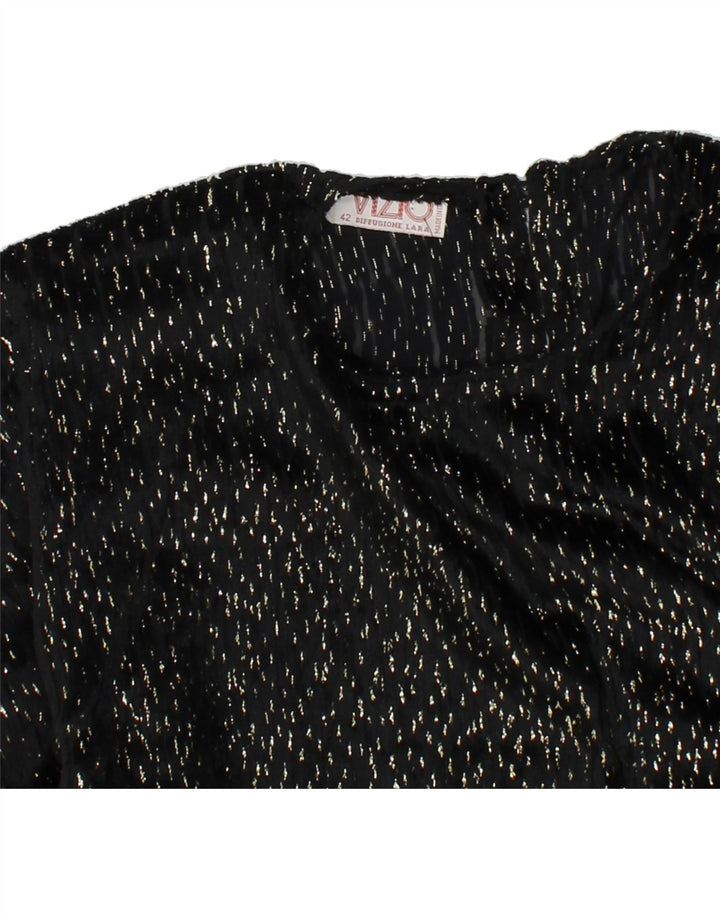 VINTAGE Womens Long Sleeve Blouse Top IT 42 Medium Black Viscose Vintage Vintage and Second-Hand Vintage from Messina Hembry 