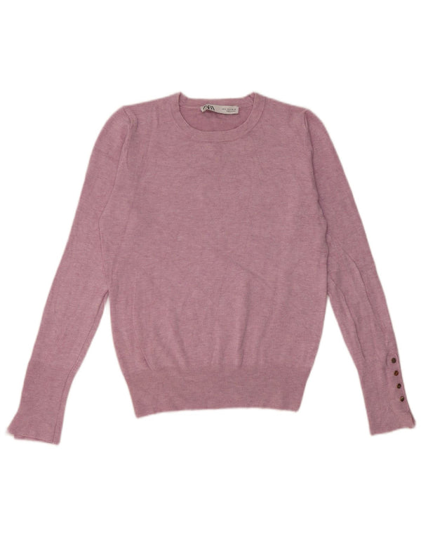 Zara Womens Crew Neck Jumper Sweater UK 8 Small Pink