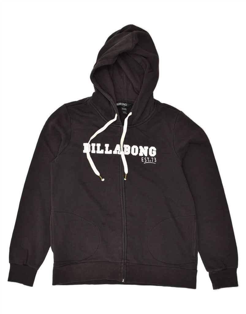 BILLABONG Womens Graphic Zip Hoodie Sweater UK 14 Large  Black Cotton | Vintage Billabong | Thrift | Second-Hand Billabong | Used Clothing | Messina Hembry 