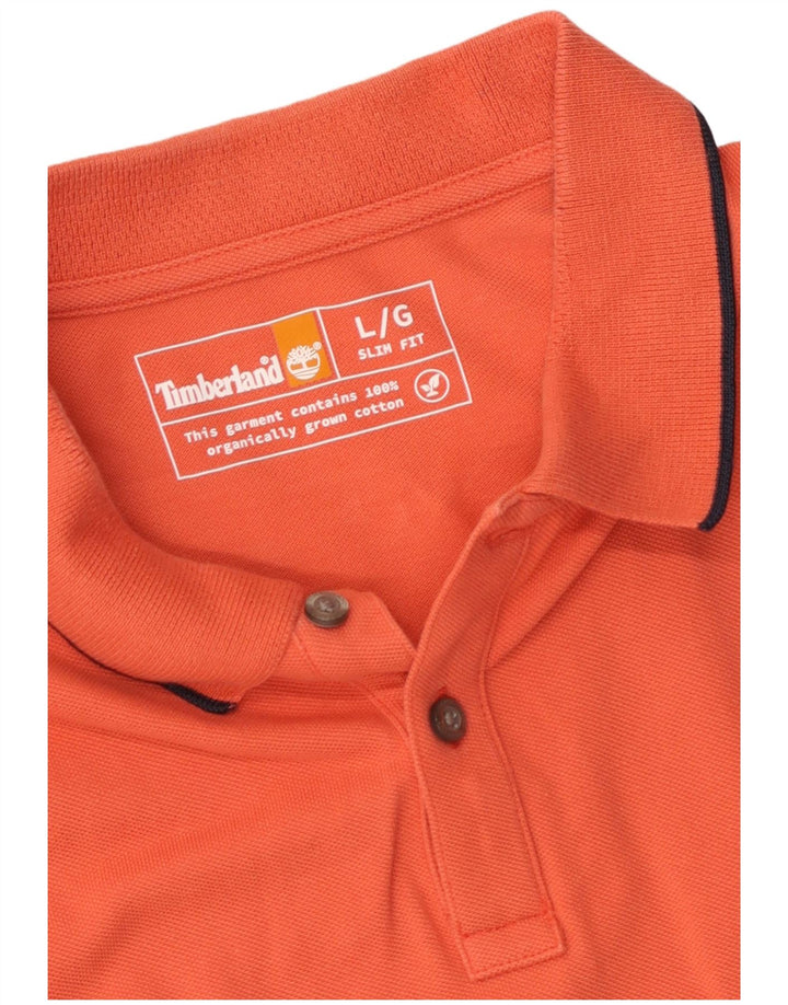 Timberland Mens Slim Fit Polo Shirt Large Orange Cotton