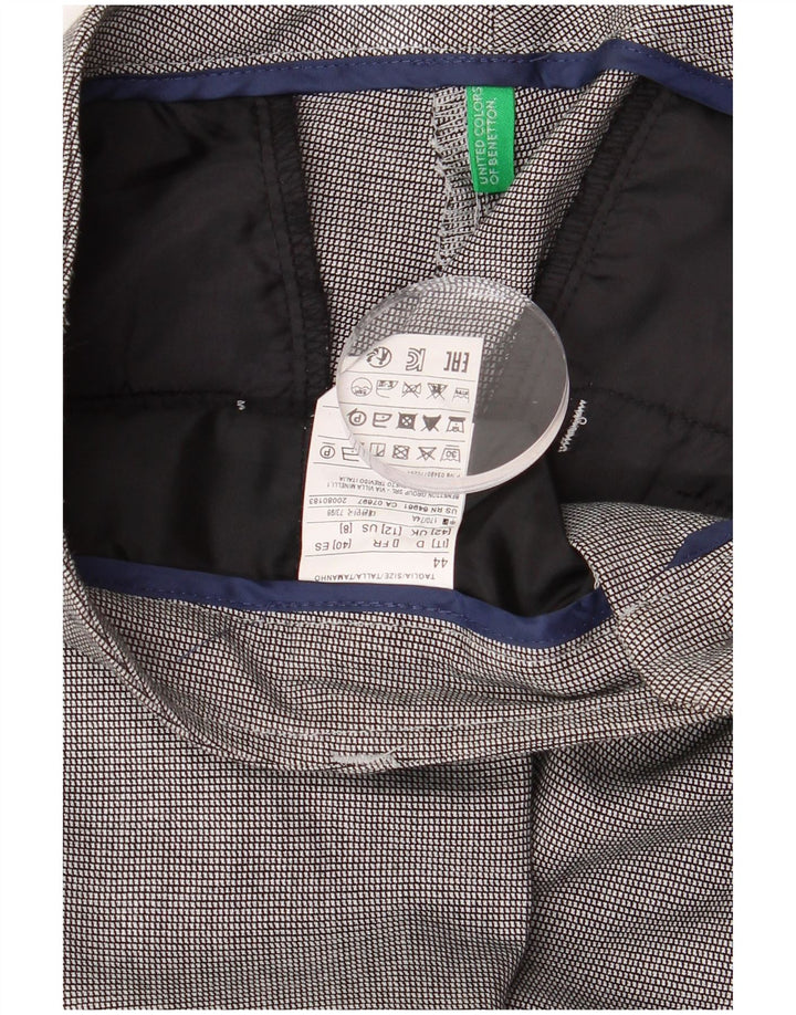 Benetton Womens Tapered Suit Trousers UK 12 Medium W32 L28 Grey Houndstooth