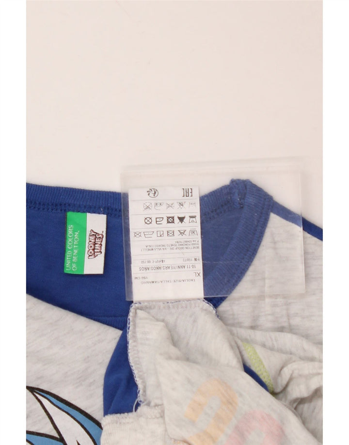 BENETTON Boys Looney Tunes Crew Neck Jumper Sweater 10-11 Years XL Grey