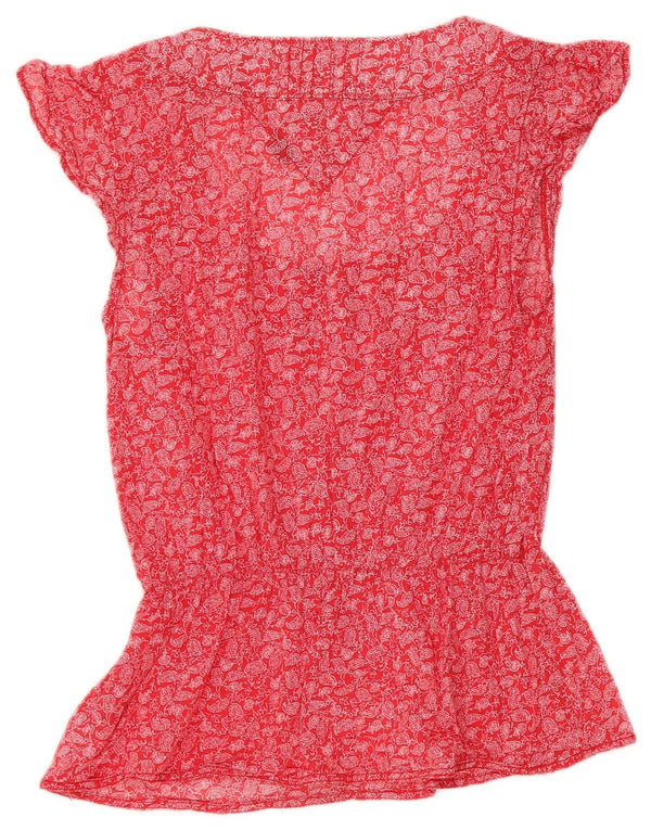 Tommy Hilfiger Womens Blouse Top UK 10 Small Red Paisley Cotton