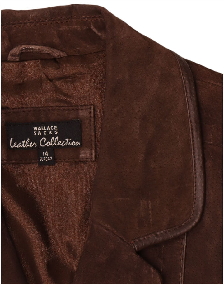 Wallace Sacks Womens Suede Coat UK 14 Large Brown Leather
