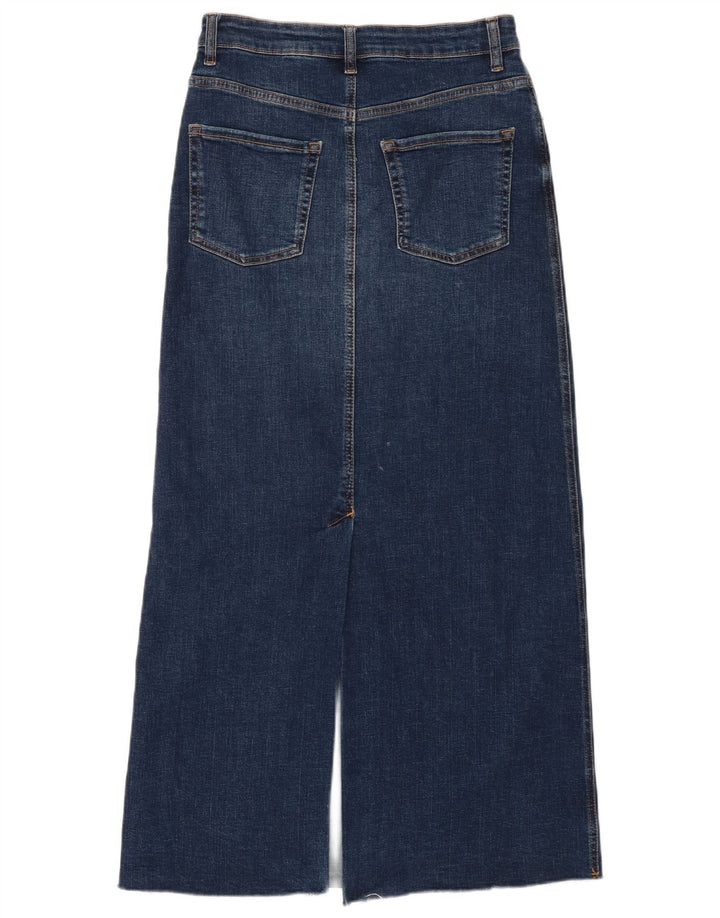 Zara Womens Maxi Denim Skirt Medium W28  Navy Blue Cotton