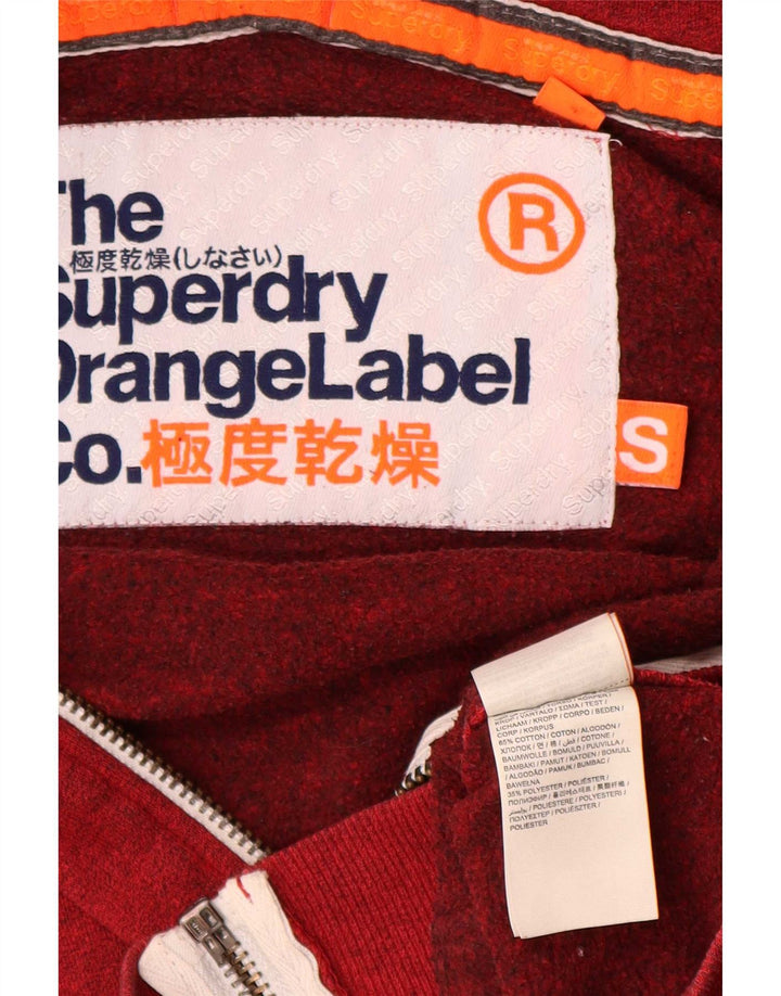 Superdry Mens Zip Hoodie Sweater Small Red Cotton
