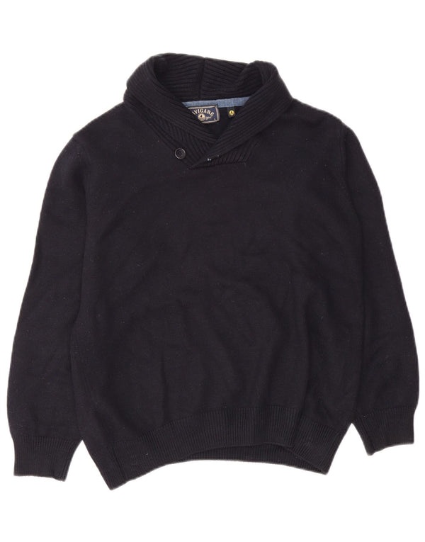 Navigare Mens Shawl Neck Jumper Sweater Large Navy Blue Wool