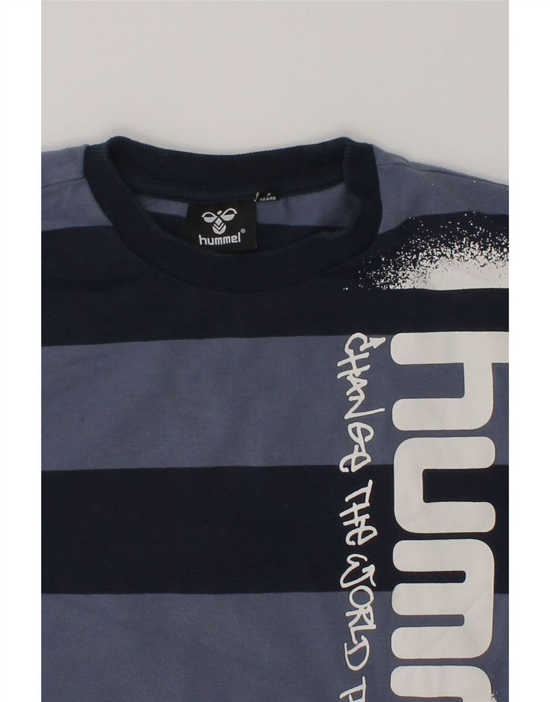 HUMMEL Boys Graphic Top Long Sleeve 8-9 Years Navy Blue Striped Cotton | Vintage Hummel | Thrift | Second-Hand Hummel | Used Clothing | Messina Hembry 