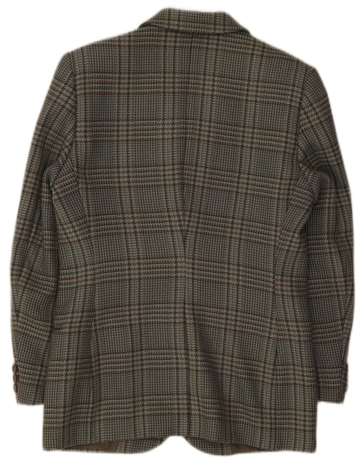 MOTIVI Womens Oversized 3 Button Blazer Jacket UK 10 Small Grey Plaid Wool