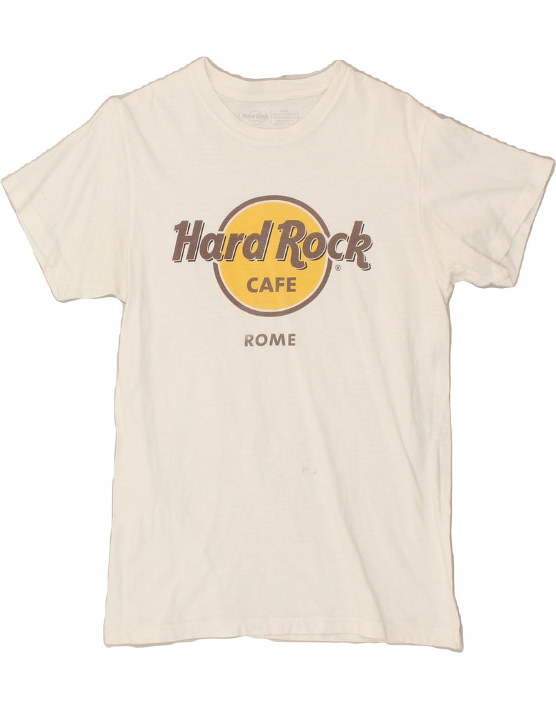 HARD ROCK CAFE Mens Rome Graphic T-Shirt Top Small White Cotton | Vintage Hard Rock Cafe | Thrift | Second-Hand Hard Rock Cafe | Used Clothing | Messina Hembry 