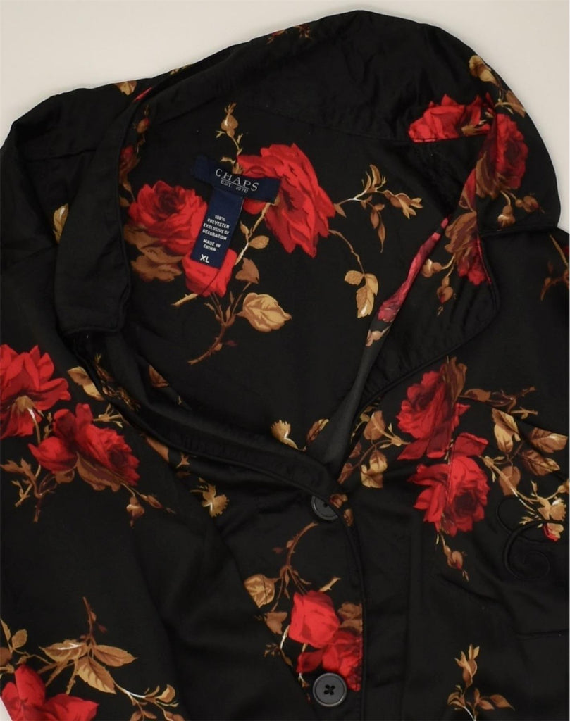 CHAPS Womens Shirt UK 18 XL Black Floral Polyester | Vintage Chaps | Thrift | Second-Hand Chaps | Used Clothing | Messina Hembry 