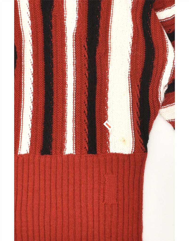 VINTAGE Womens Boat Neck Jumper Sweater UK 14 Large Red Striped | Vintage Vintage | Thrift | Second-Hand Vintage | Used Clothing | Messina Hembry 