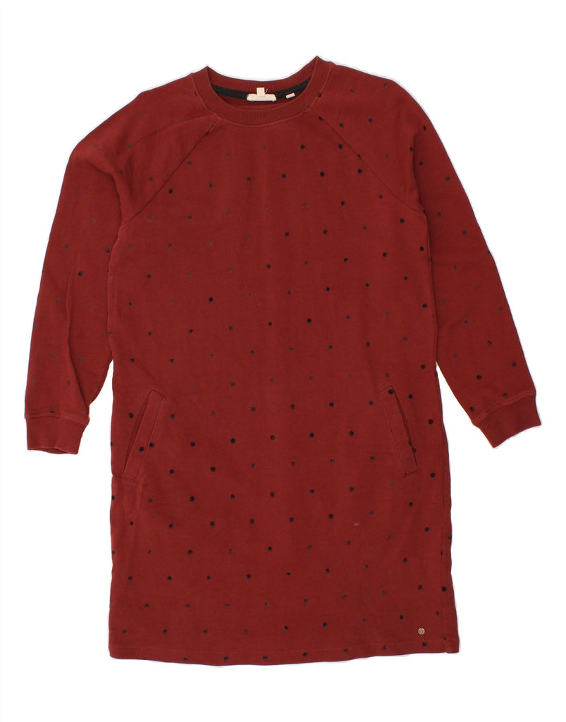 FAT FACE Womens Jumper Dress UK 10 Small  Maroon Spotted Cotton Vintage Fat Face and Second-Hand Fat Face from Messina Hembry 