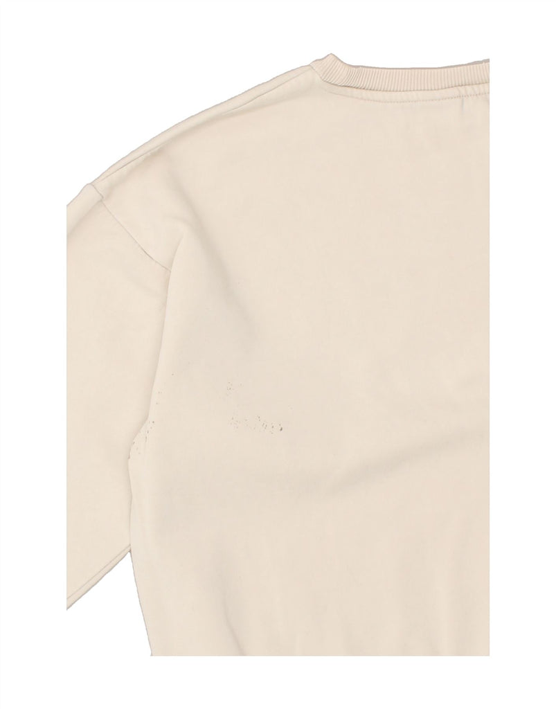 PUMA Womens Graphic Sweatshirt Jumper UK 14 Medium Beige Cotton | Vintage Puma | Thrift | Second-Hand Puma | Used Clothing | Messina Hembry 
