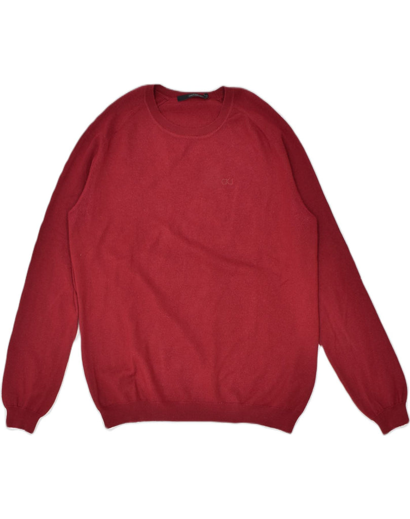 CALVIN KLEIN Mens Crew Neck Jumper Sweater 2XL Red Acrylic | Vintage Calvin Klein | Thrift | Second-Hand Calvin Klein | Used Clothing | Messina Hembry 