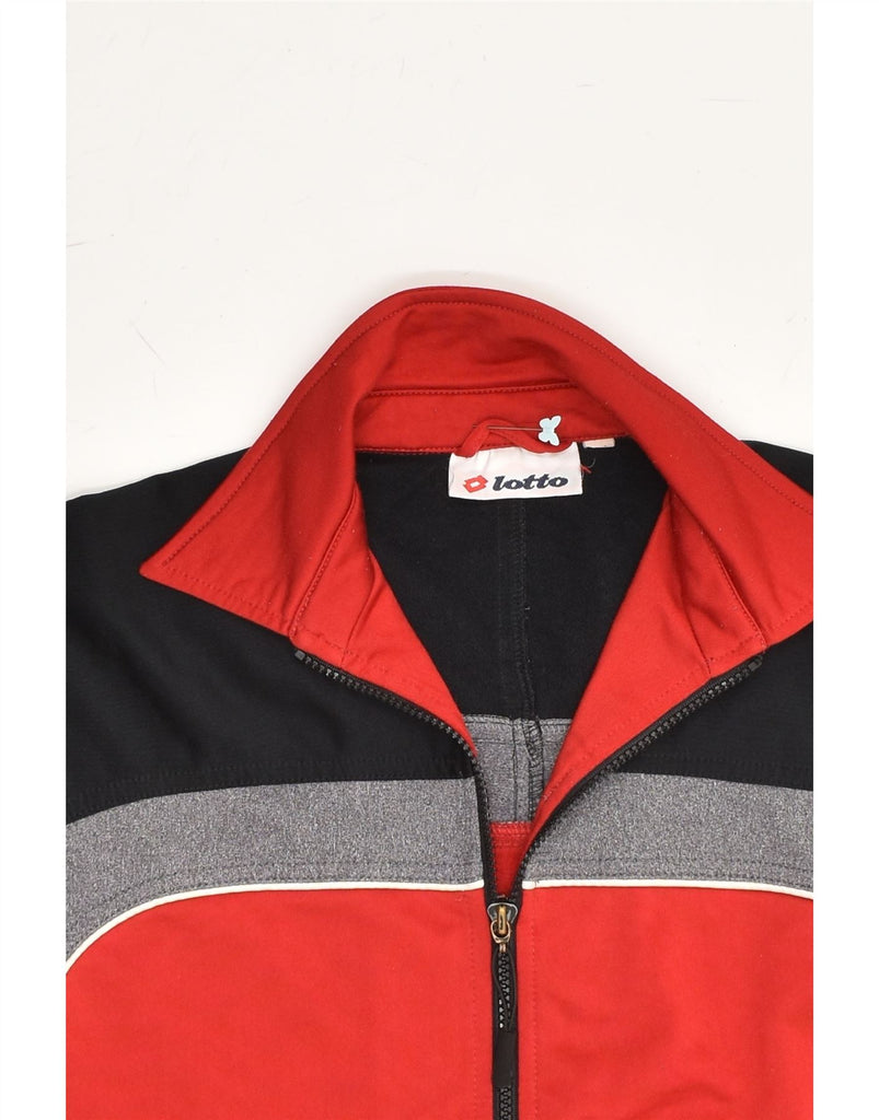 LOTTO Boys Tracksuit Top Jacket 13-14 Years 2XL Red Colourblock Polyester | Vintage Lotto | Thrift | Second-Hand Lotto | Used Clothing | Messina Hembry 