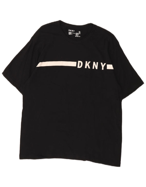 Dkny Mens Graphic T-Shirt Top XL Black Colourblock Cotton