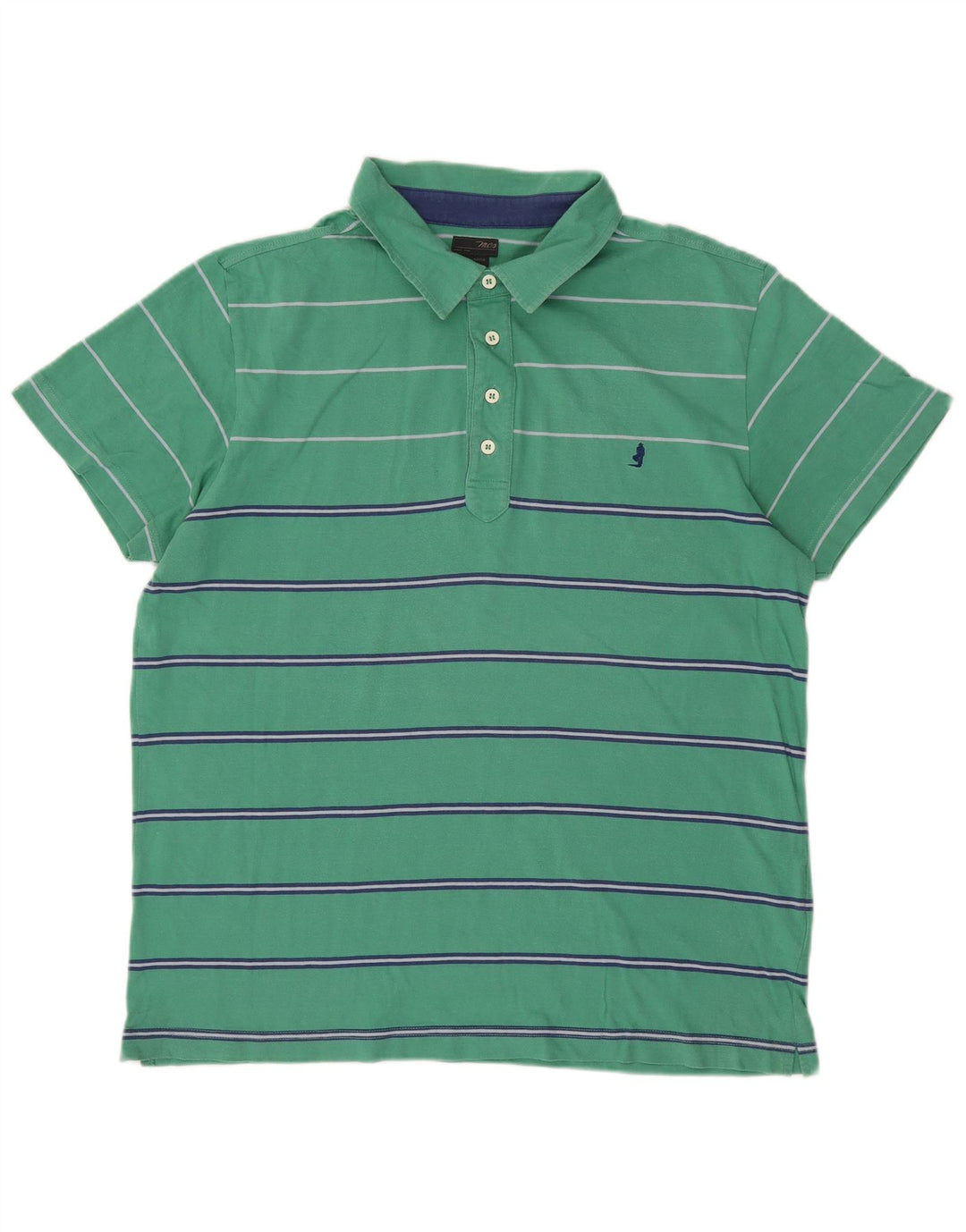 MARLBORO CLASSICS Mens Polo Shirt 2XL Green Striped Cotton