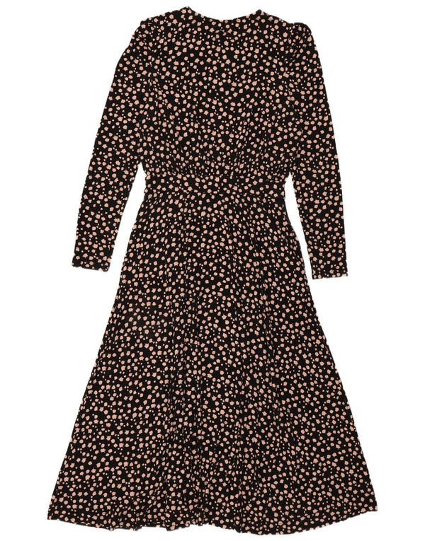 Boden Womens Long Sleeve Maxi Dress UK 10 Small  Black Floral Viscose