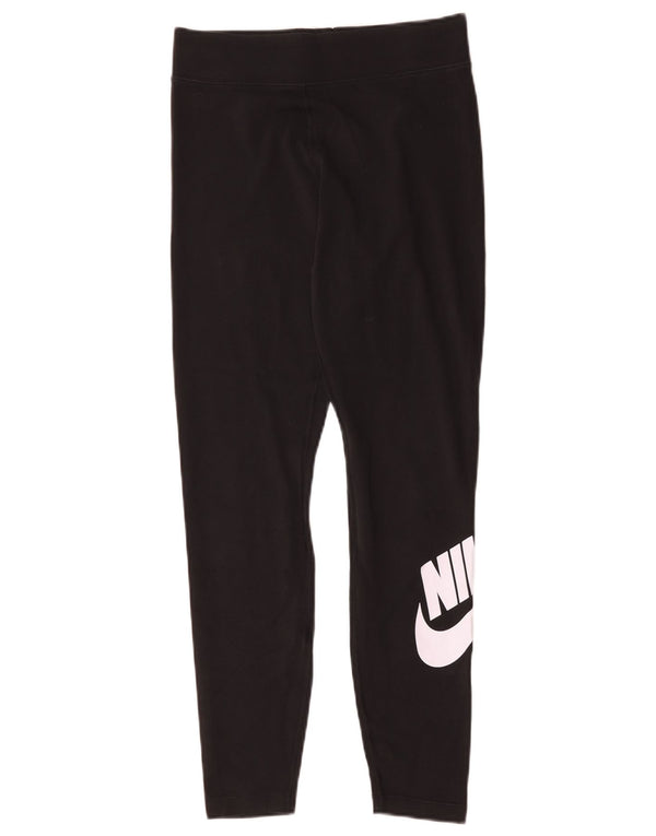 Nike Womens Graphic Leggings UK 14 Medium  Black Cotton