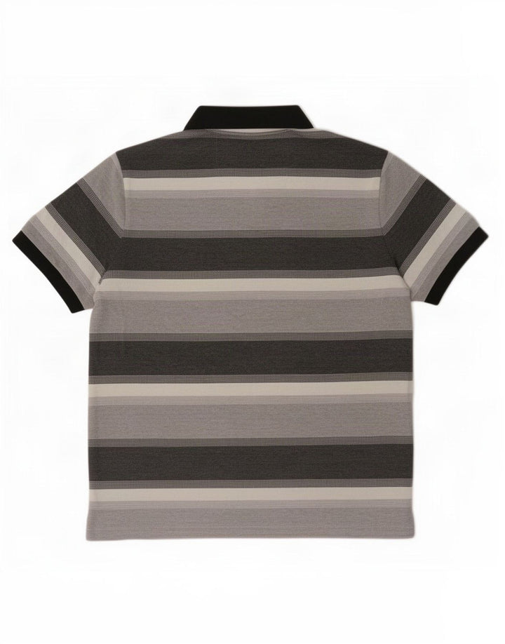 Hugo Boss Mens Polo Shirt Large Grey Striped