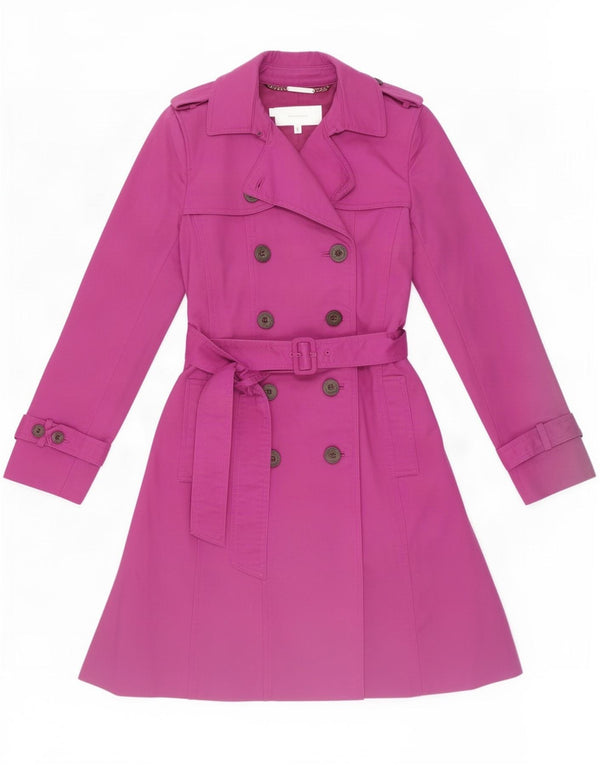 Hobbs Womens Trench Coat UK 8 Small Purple Cotton