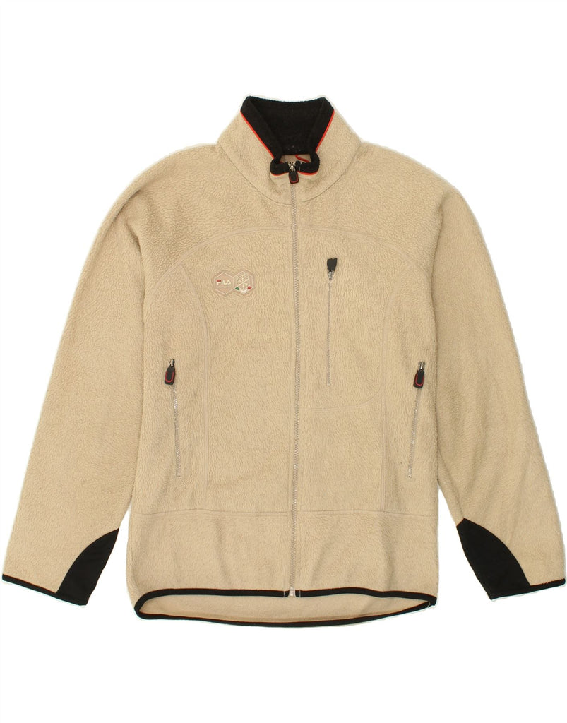 FILA Mens Fleece Jacket UK 36 Small Beige | Vintage Fila | Thrift | Second-Hand Fila | Used Clothing | Messina Hembry 