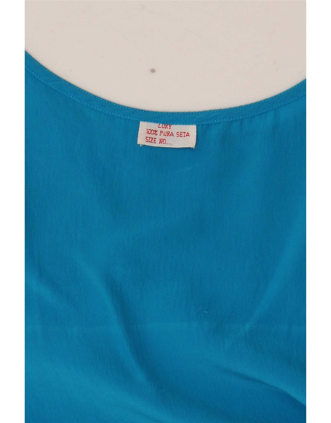 Vintage Womens Crop Sleeveless Blouse Top UK 14 Medium Blue Silk