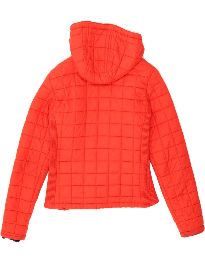 SUPERDRY Womens Hooded Padded Jacket UK 14 Medium Red Nylon Vintage Superdry and Second-Hand Superdry from Messina Hembry 