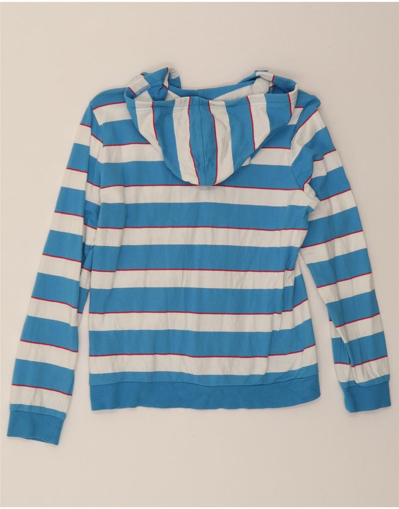 ADIDAS Womens Zip Hoodie Sweater UK 14 Medium  Blue Striped Cotton Vintage Adidas and Second-Hand Adidas from Messina Hembry 