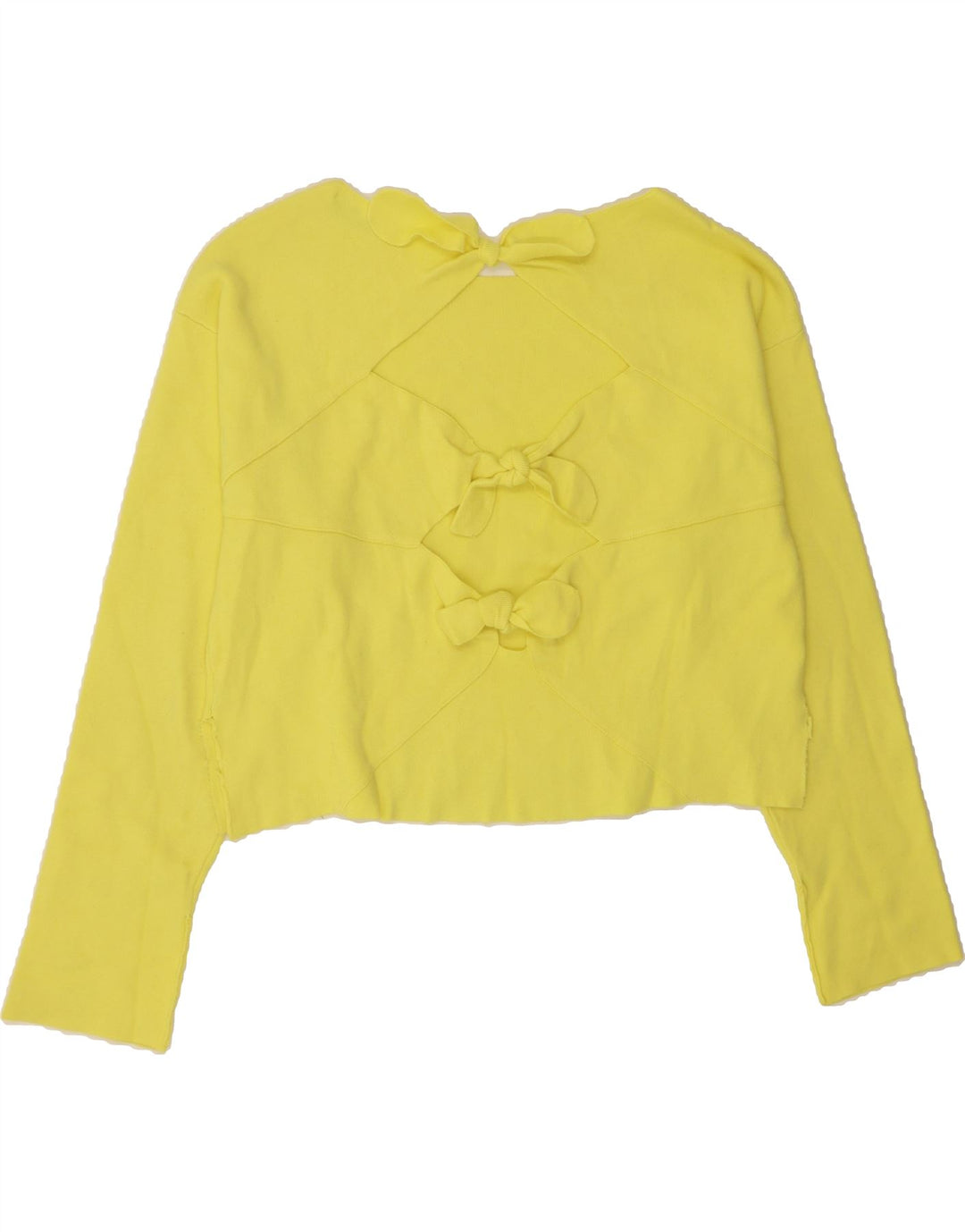 ZARA Womens Crop Top Long Sleeve UK 14 Medium Yellow Vintage Zara and Second-Hand Zara from Messina Hembry 