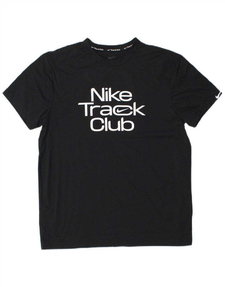 NIKE Mens Dri Fit Graphic T-Shirt Top Medium Black Polyester