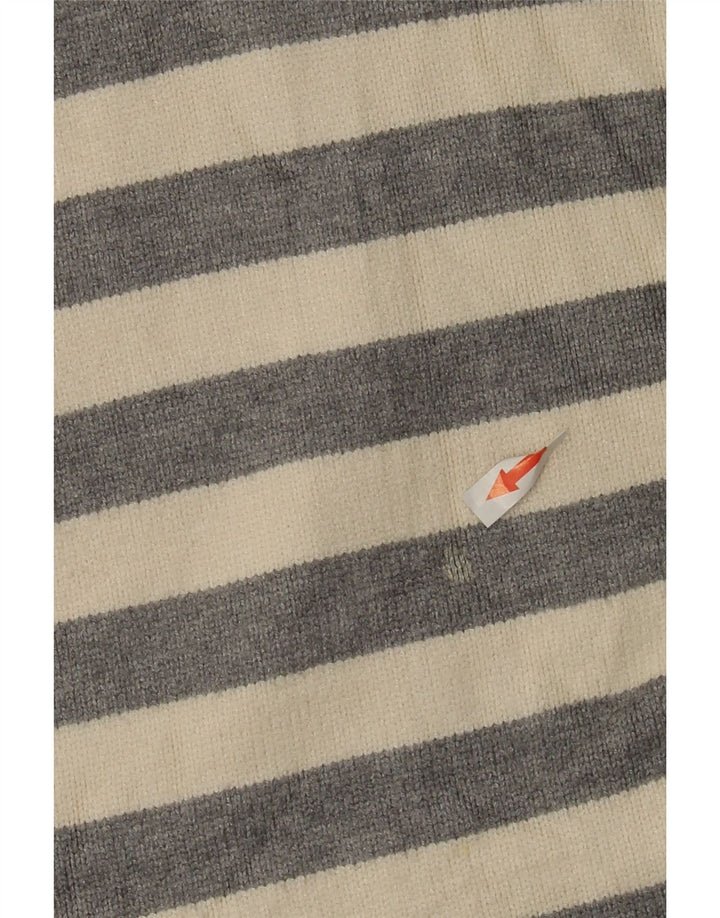 Zara Womens Oversized Crew Neck Jumper Sweater UK 10 Small White Striped