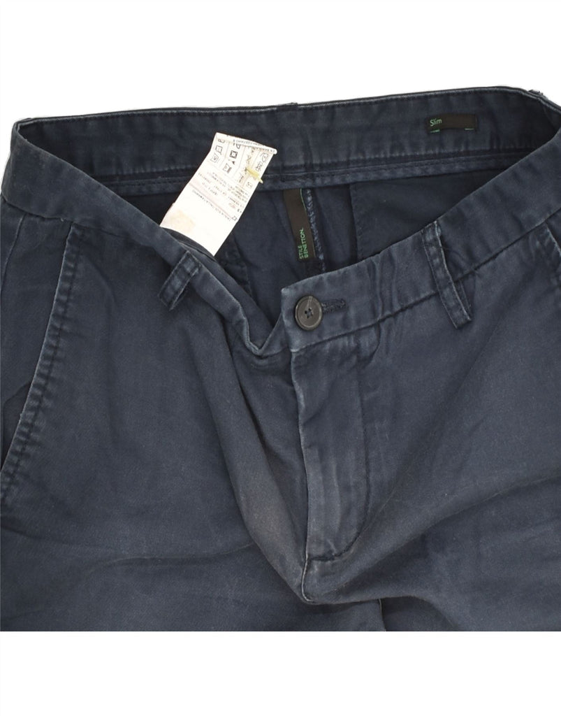 BENETTON Womens Slim Chino Trousers IT 42 Medium W31 L32  Navy Blue Cotton | Vintage Benetton | Thrift | Second-Hand Benetton | Used Clothing | Messina Hembry 