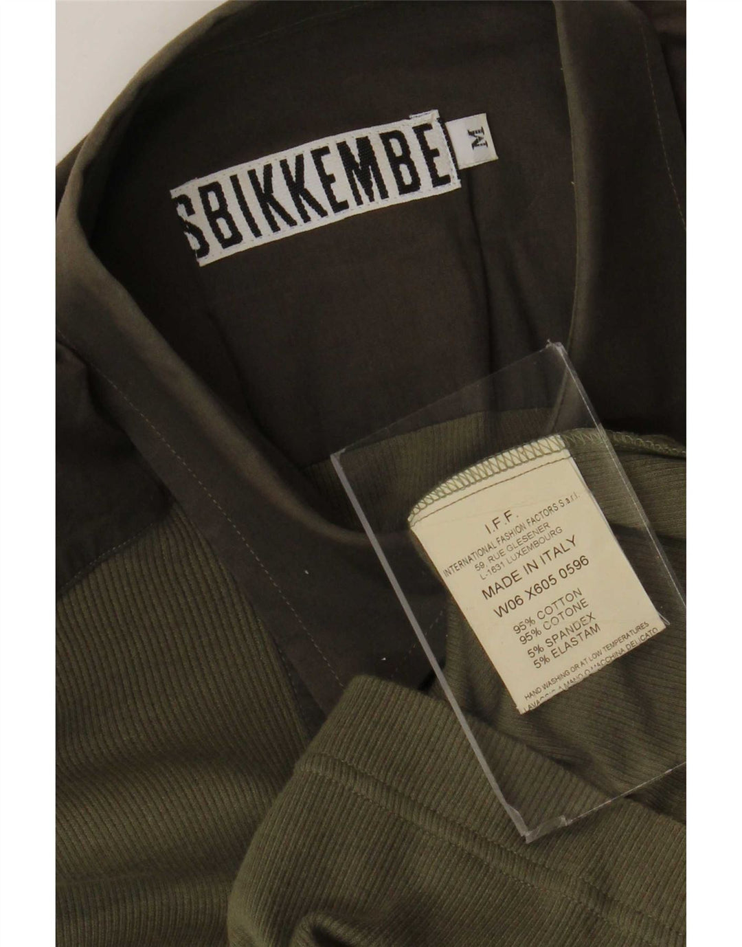 Bikkembergs Mens Graphic Shirt Medium Khaki Colourblock Cotton