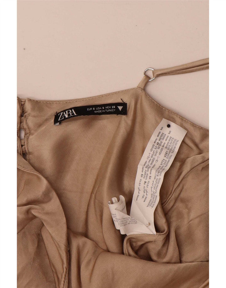 Zara Womens Cami Top UK 10 Small Beige Viscose