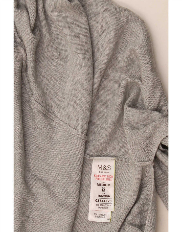 Marks & Spencer Womens Longline Open Cardigan Sweater UK 14 Medium Grey