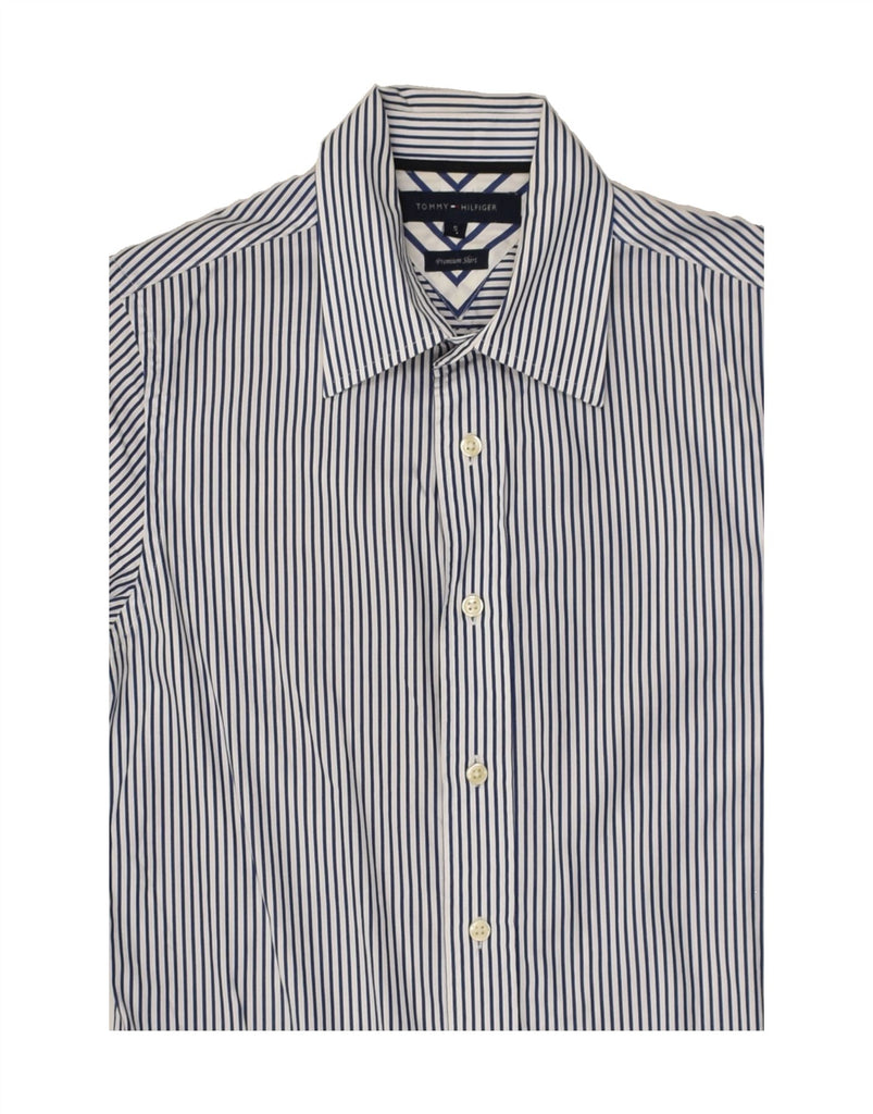 TOMMY HILFIGER Mens Premium Shirt Small White Pinstripe Cotton | Vintage Tommy Hilfiger | Thrift | Second-Hand Tommy Hilfiger | Used Clothing | Messina Hembry 