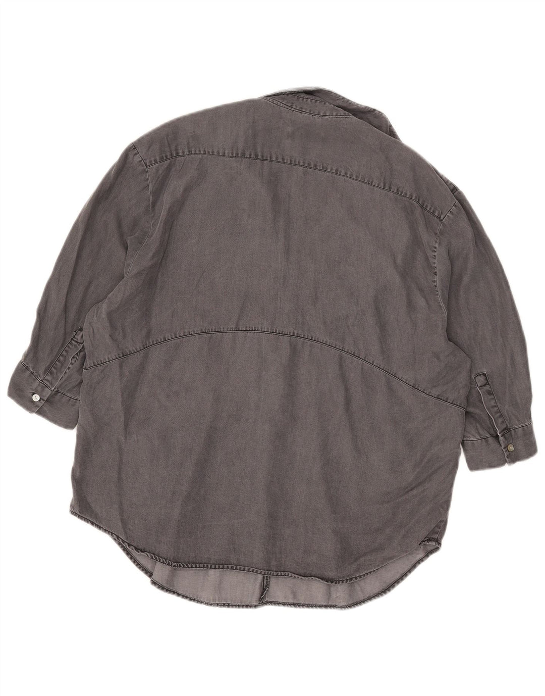 Zara Womens 3/4 Sleeve Oversized Pullover Shirt UK 14 Medium Grey Lyocell