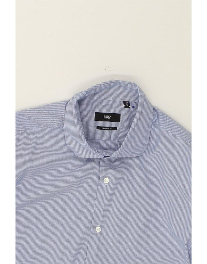 HUGO BOSS Mens Regular Fit Shirt Size 16 41 Large Blue | Vintage Hugo Boss | Thrift | Second-Hand Hugo Boss | Used Clothing | Messina Hembry 