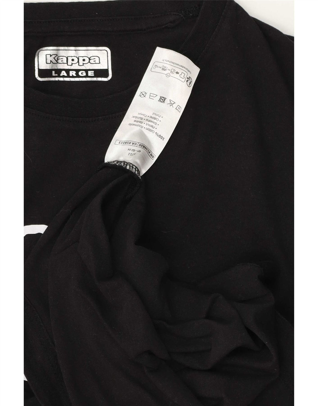 Kappa Womens Graphic T-Shirt Top Large Black Cotton