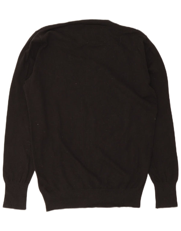 Diesel Mens V-Neck Jumper Sweater Large Black Cotton