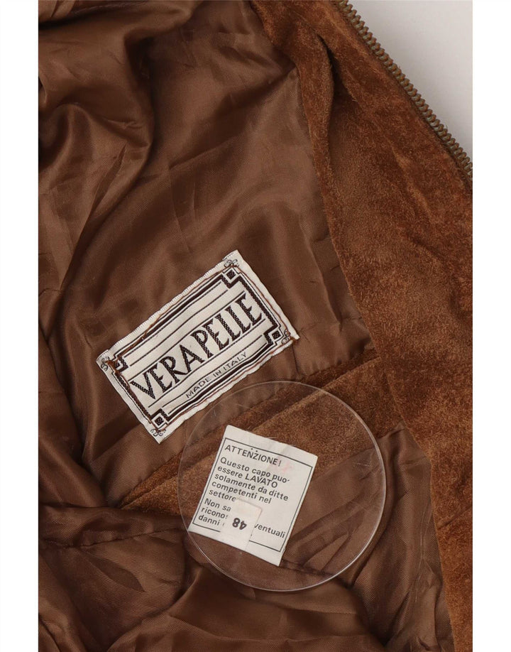 Vintage Mens Suede Jacket IT 48 Medium Brown Leather