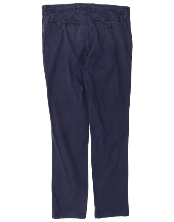 Lyle & Scott Mens Slim Chino Trousers W34 L32 Navy Blue Cotton
