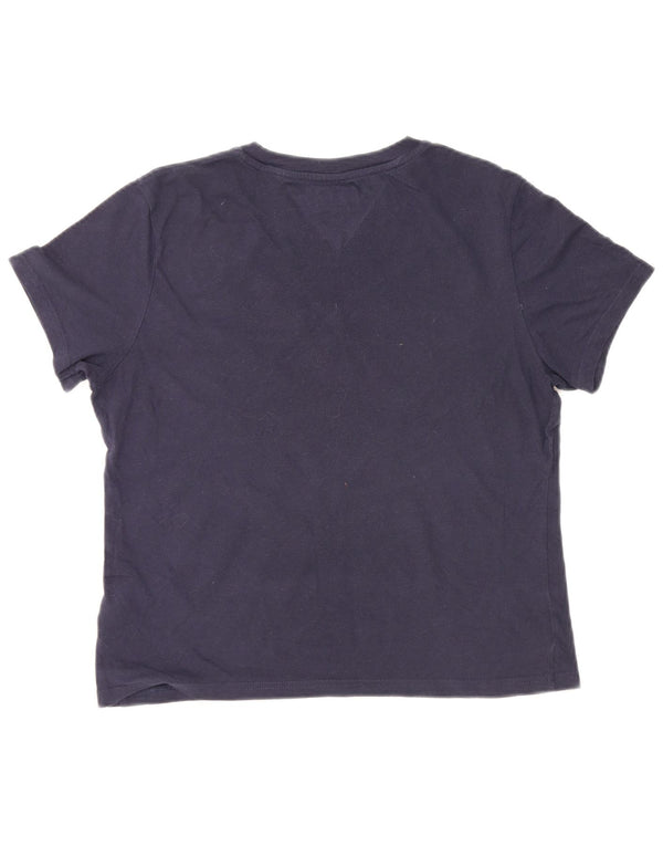Tommy Hilfiger Womens Graphic T-Shirt Top UK 14 Medium Navy Blue Cotton