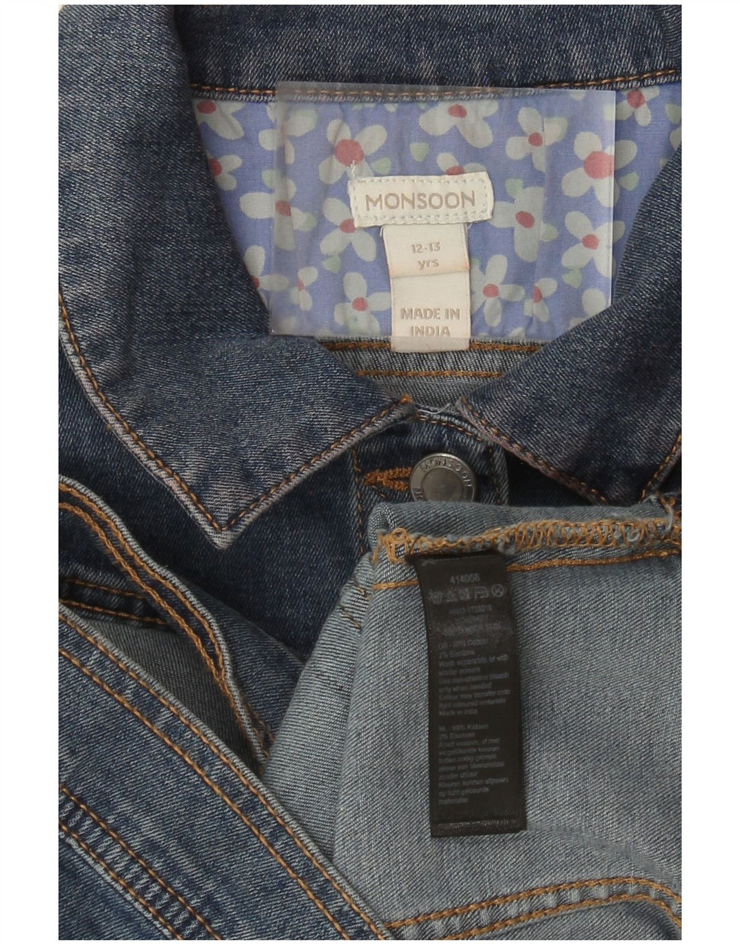 Monsoon Girls Denim Jacket 12-13 Years Blue Cotton