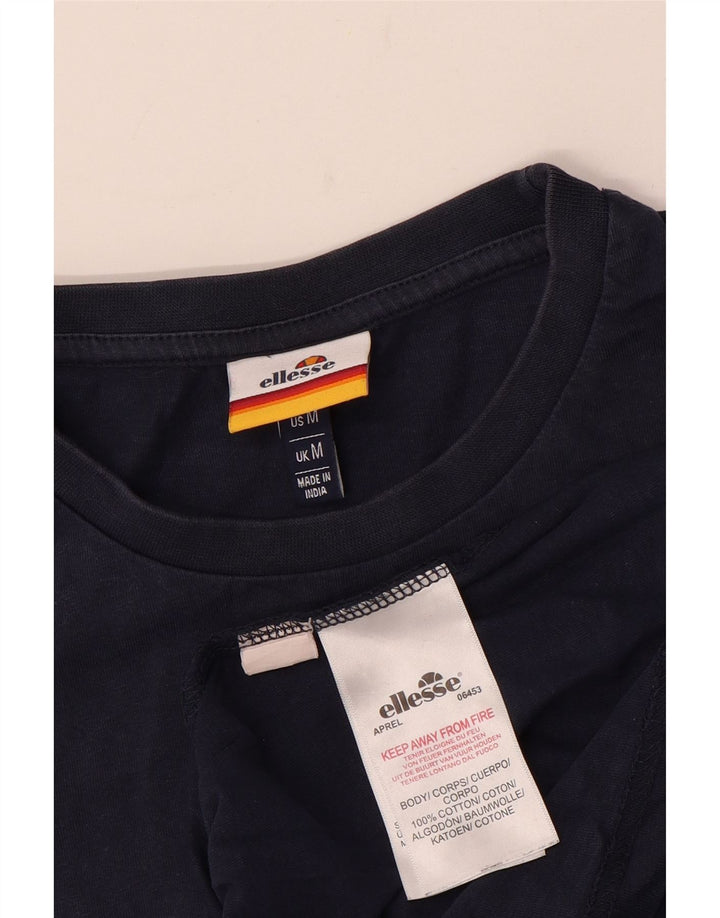 Ellesse Mens Graphic T-Shirt Top Medium Navy Blue Cotton