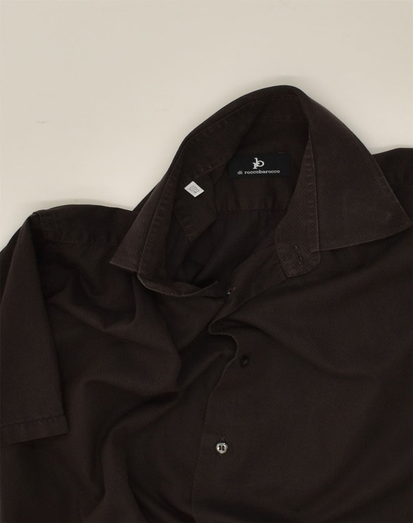 ROCCOBAROCCO Mens Short Sleeve Shirt Size 15 1/2 40 Medium Brown Cotton | Vintage Roccobarocco | Thrift | Second-Hand Roccobarocco | Used Clothing | Messina Hembry 