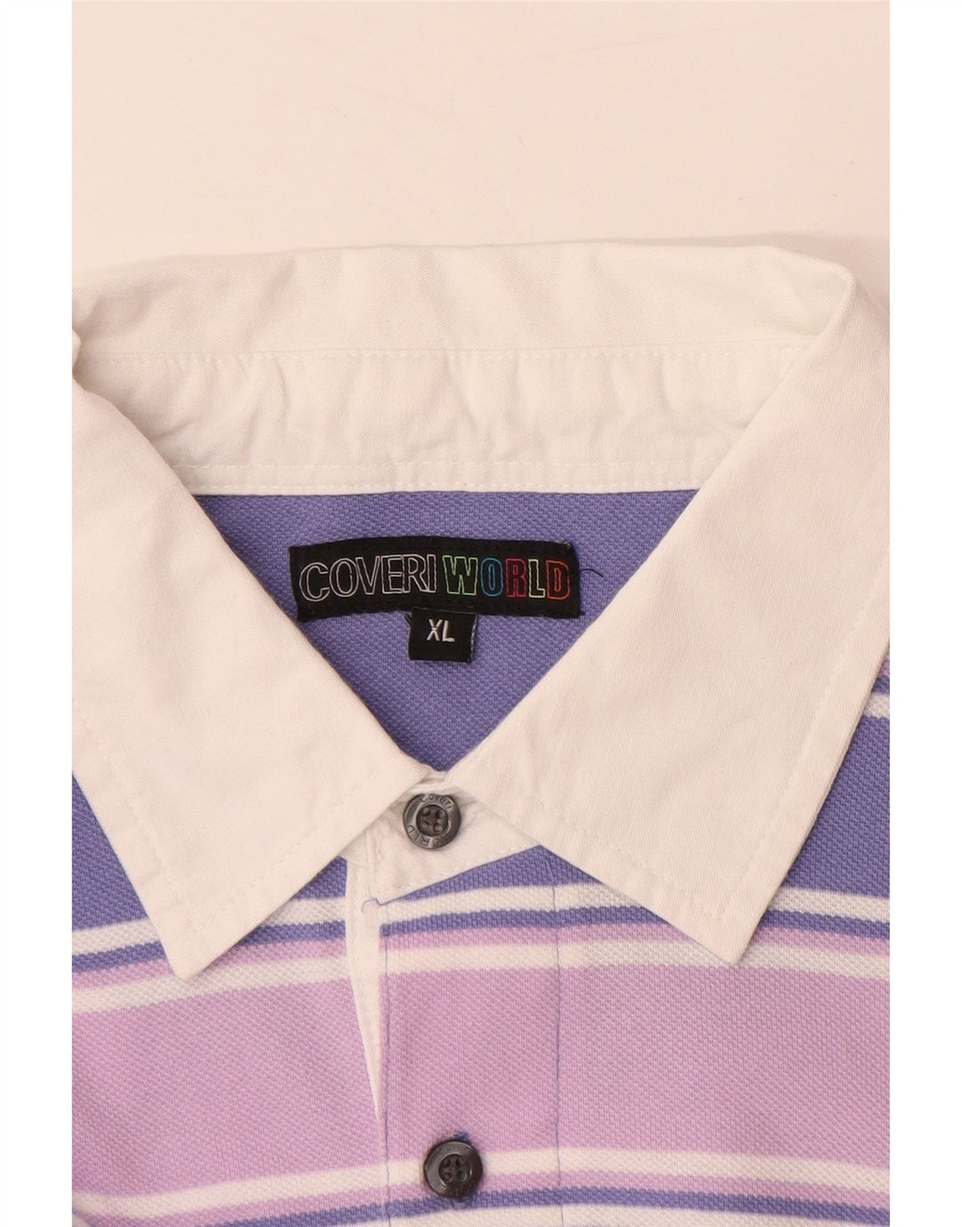 COVERI Mens Polo Shirt XL Purple Striped Cotton