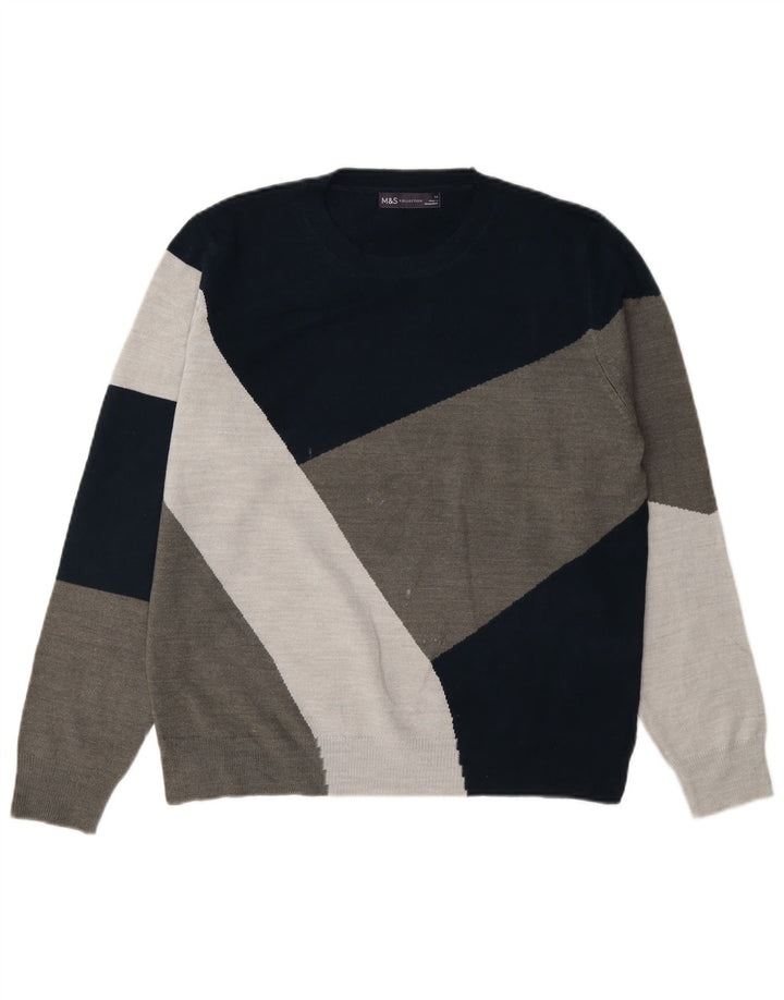 Marks & Spencer Womens Crew Neck Jumper Sweater UK 14 Large Grey